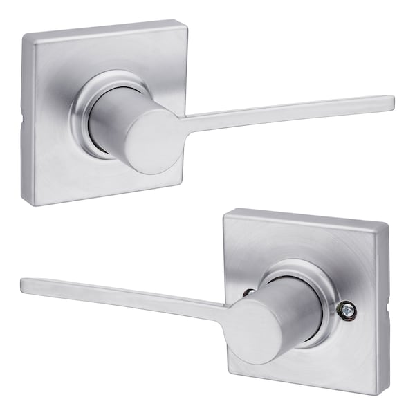 Kwikset Ladera Lever with Square Rose Passage Door Lock and 6AL Latch and RCS Strike Satin Chrome Finish 200LRLSQT-26D - main